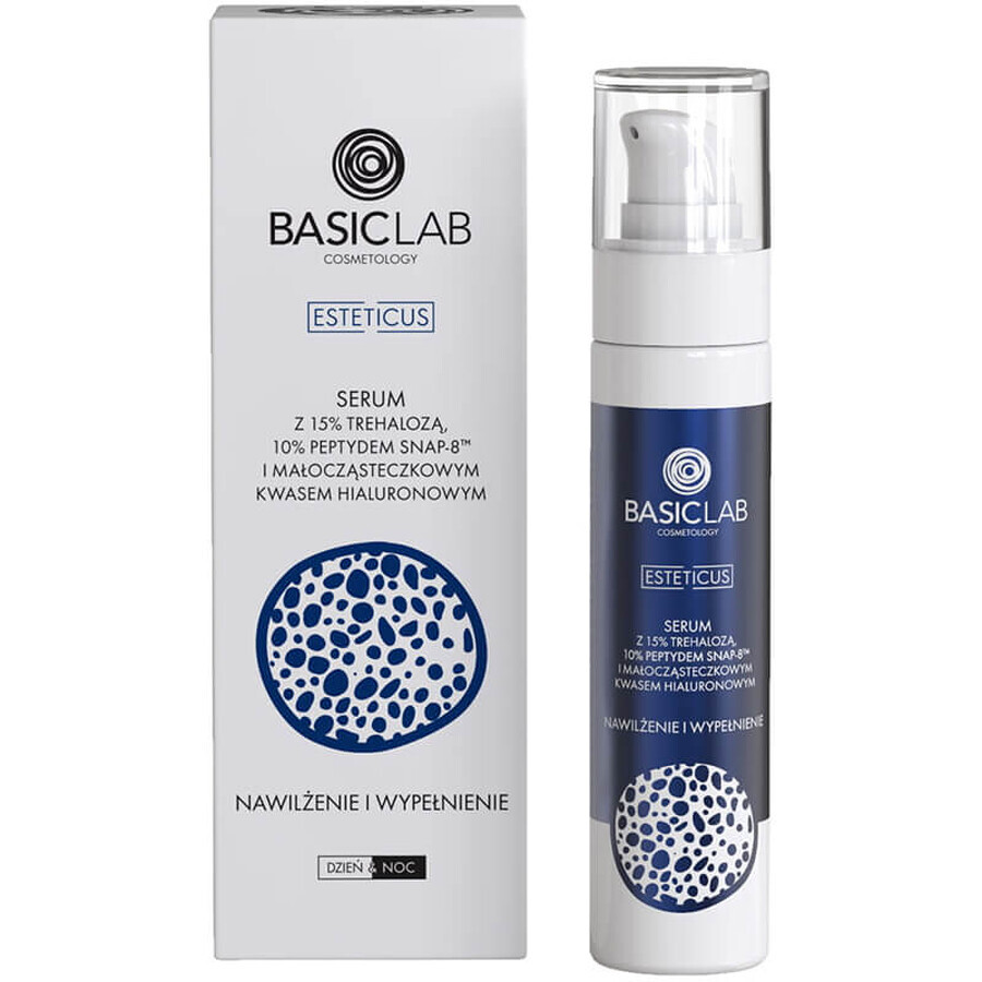 BasicLab Esteticus, serum with trehalose 15%, peptide 10% and hyaluronic acid, hydration and filling, 50 ml