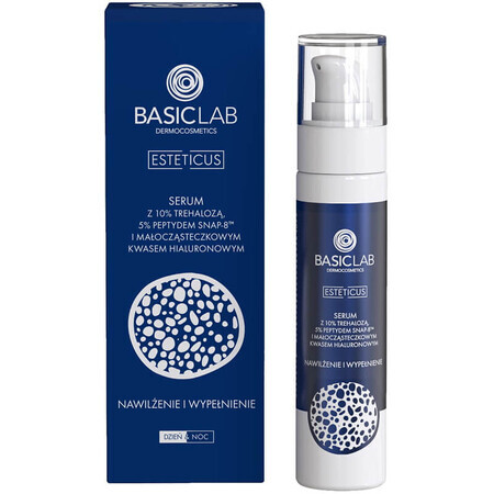 BasicLab Esteticus, sérum con trehalosa 10%, péptido 5% y ácido hialurónico, hidratante y rellenador, 50 ml