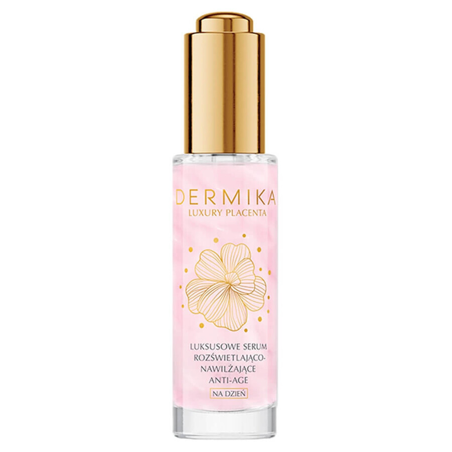 Dermika Luxury Placenta, lussuoso siero anti-età illuminante e idratante, da giorno, 30 ml