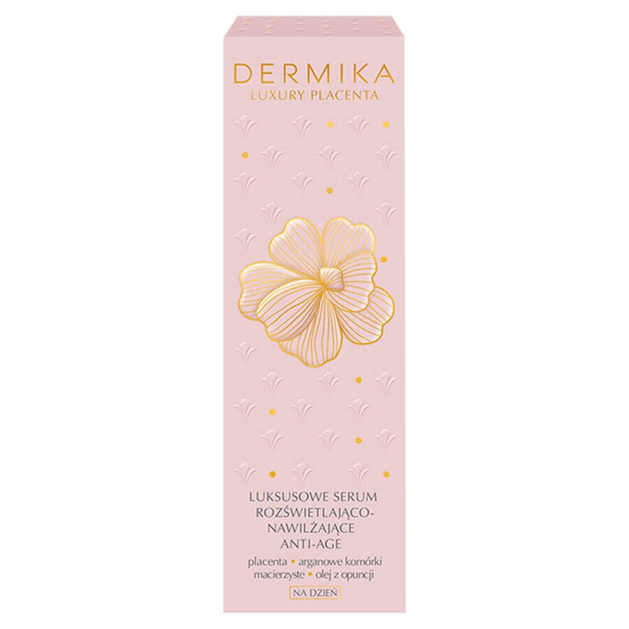 Dermika Luxury Placenta, lussuoso siero anti-età illuminante e idratante, da giorno, 30 ml