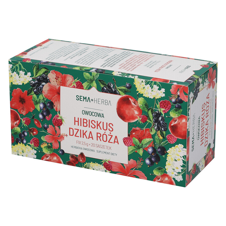 SEMA Herba Hibiscus y rosa mosqueta Fix, 2,5 gx 20 sobres