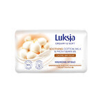 Luksja Creamy &amp; Soft, jabón en barra cremoso, calmante, leche de algodón y provitamina B5, 90 g