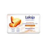 Luksja Creamy &amp; Soft, jabón en barra cremoso, nutritivo, almendras y manteca de karité, 90 g