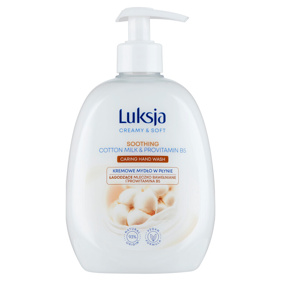 Luxja Creamy & Soft, jabón líquido cremoso, calmante, leche de algodón y provitamina B5, 500 ml