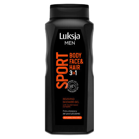 Luksja Men Sport, gel de ducha estimulante 3 en 1, complejo mineral, 500 ml