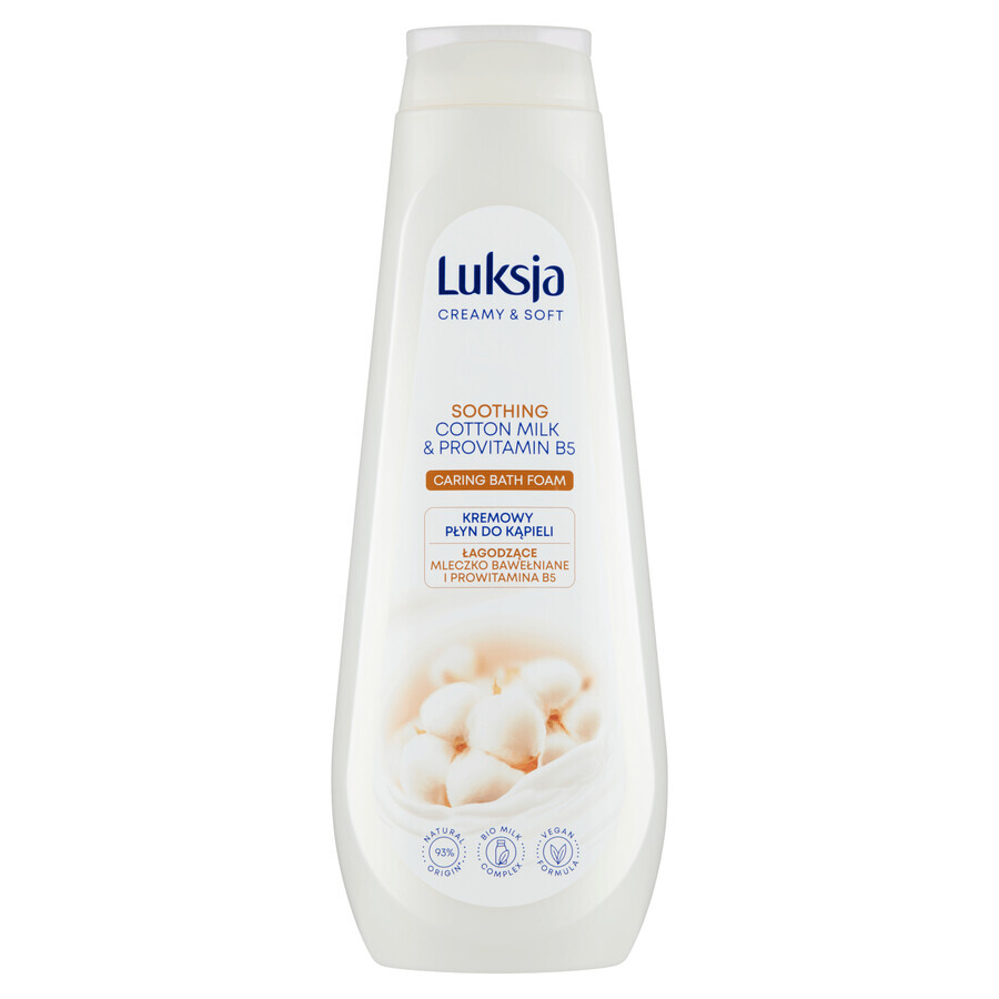 Luxja Creamy &amp; Soft, lotion de bain crémeuse, apaisante, au lait de coton et à la provitamine B5, bouillon, 900 ml