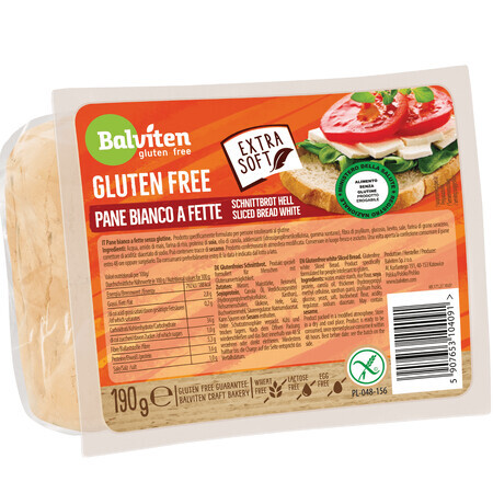 Pan blanco de molde sin gluten, 190 g, Balviten