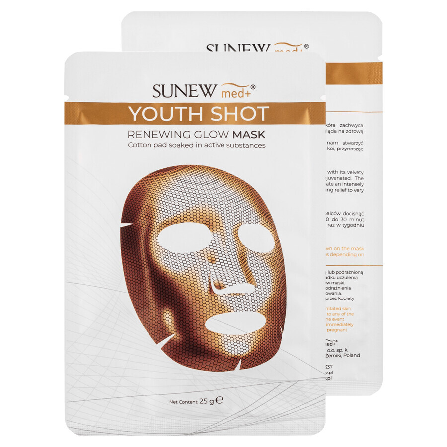 SunewMed+ Youth Shot, mascarilla en láminas iluminadora regeneradora, 6 piezas