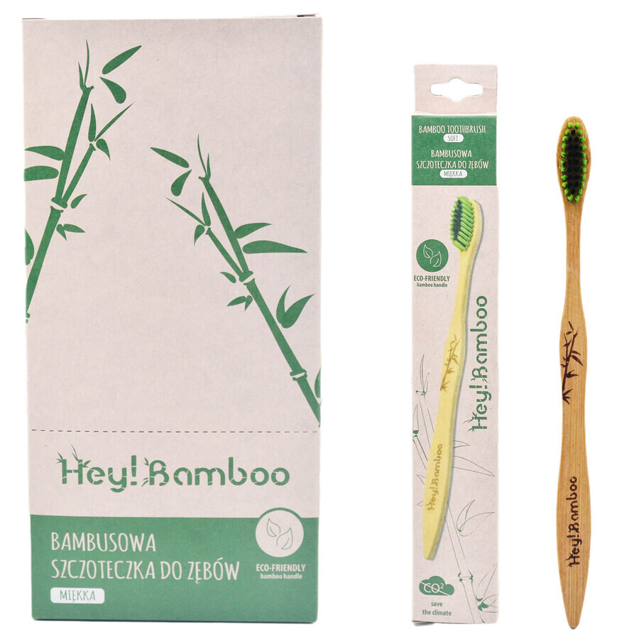 Hey Bamboo, cepillo de dientes, bambú, suave, 1 pieza