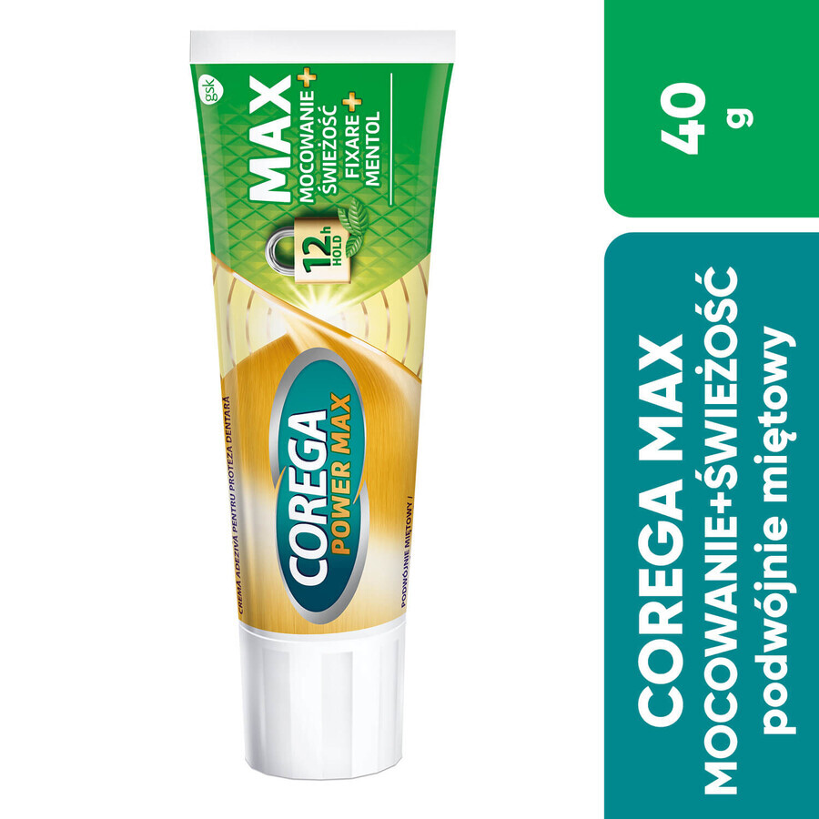 Corega Power Max Fixation + Freshness Denture Fixation Cream Double Mint 40g