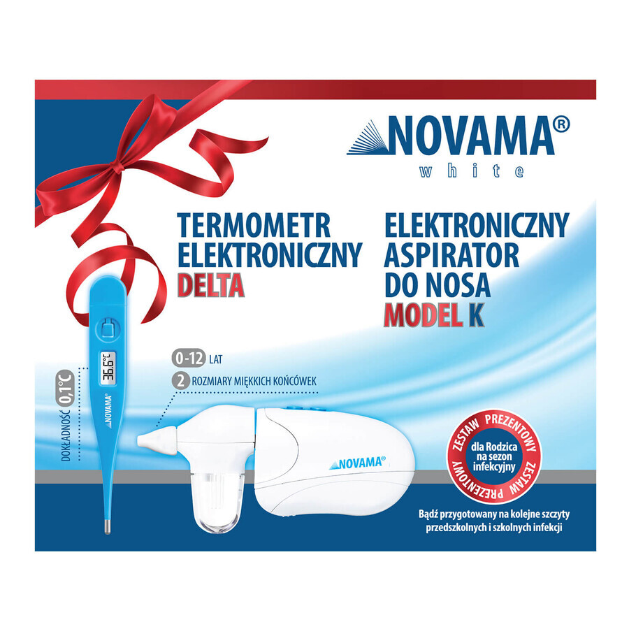 Novama White K set, electronic nasal aspirator for children + Delta, electronic thermometer