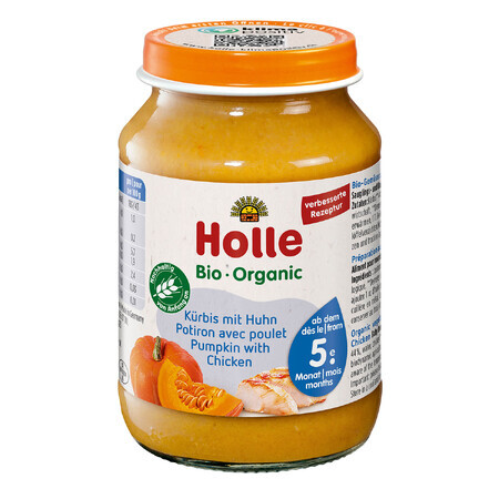 Plato Holle Bio, calabaza y pollo, después de 5 meses, 190 g