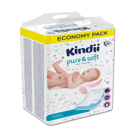 Kindii Pure & Soft, absorbentes desechables para bebés, 60 cm x 40 cm, 30 unidades