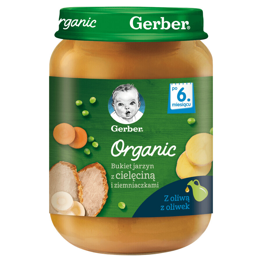 Gerber Organic Dinner, Gemüsebouquet mit Kalbfleisch und Kartoffeln, ab 6 Monaten, 190 g