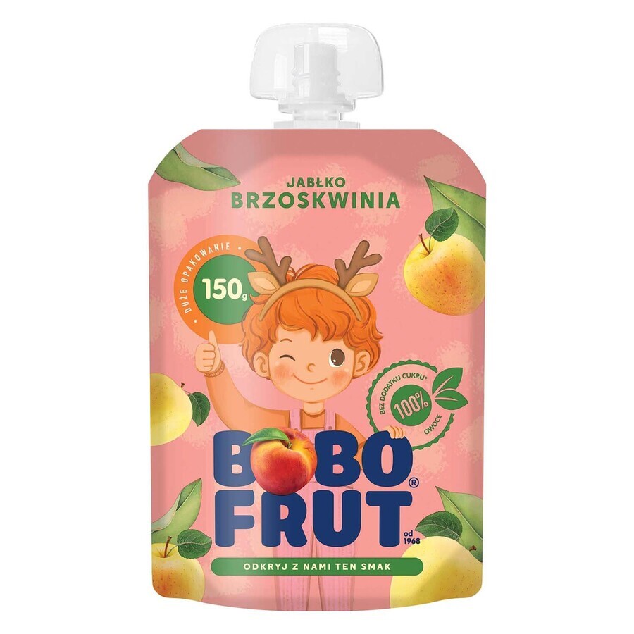 Bobo Frut Mousse de fruits en tube, pomme et pêche, 1-3 ans, 150 g