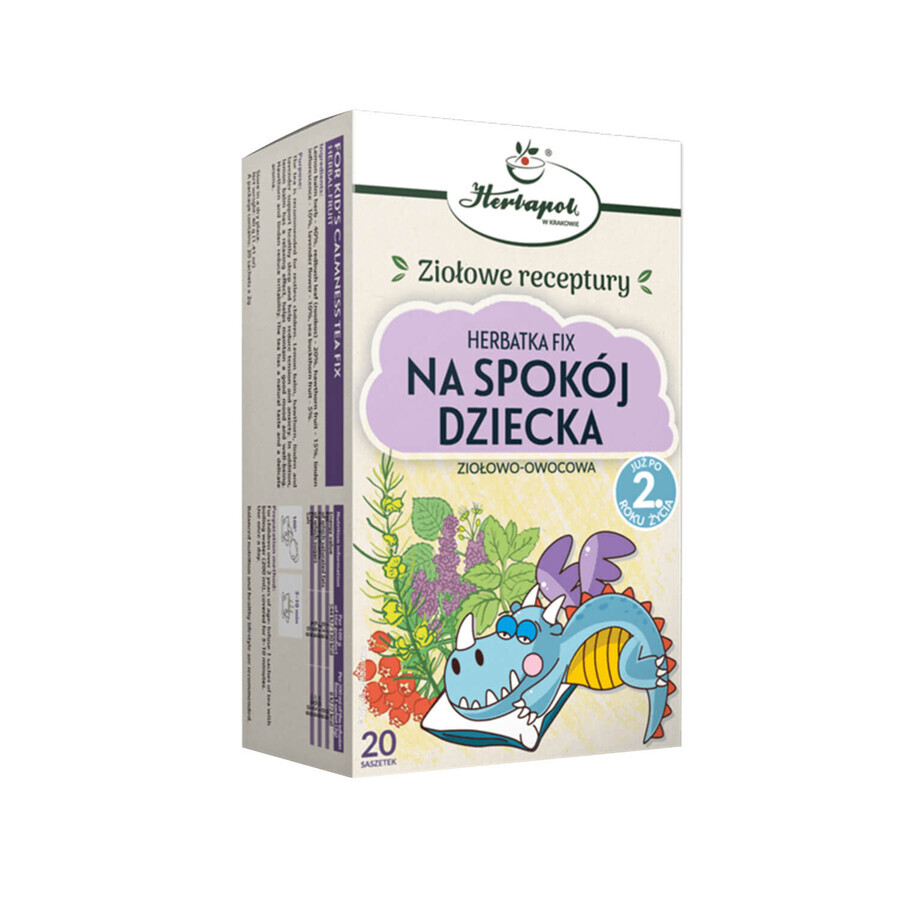 Herbapol Na Spokój Dziecka, té de hierbas y frutas, a partir de 2 años, 20 sobres