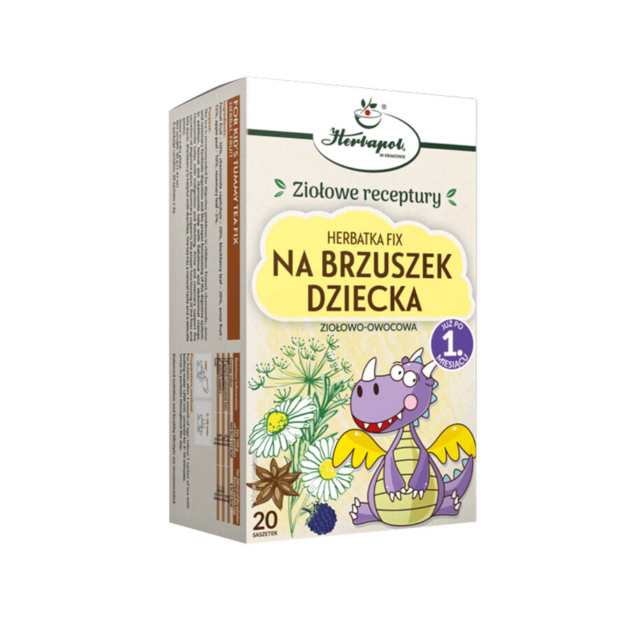 Herbapol Na Brzuszek Dziecka, infusión fija de hierbas y frutas, después de 1 mes, 20 bolsitas