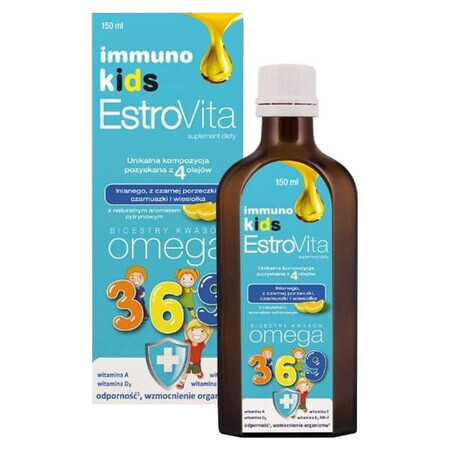 EstroVita Immuno Kids, ésteres de ácido Omega 3-6-9, sabor limón, 150 ml