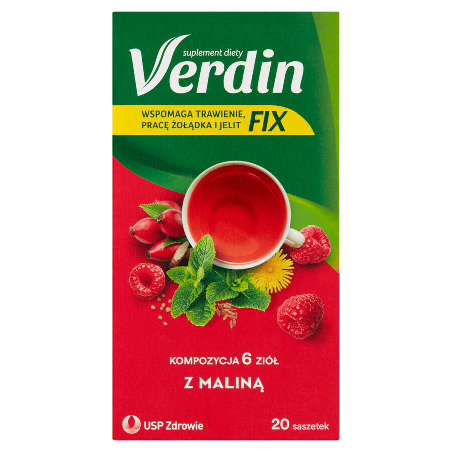 Verdin Fix con frambuesa, 20 sobres