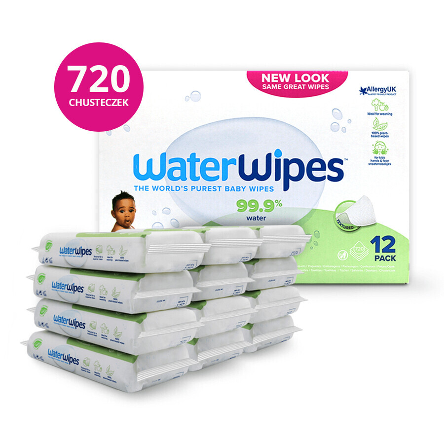 WaterWipes Soapberry Kids Bio, vochtige doekjes, water met zeepbessenextract, vanaf de geboorte, 12 x 60 stuks