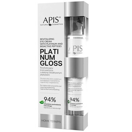 Apis Platinum Gloss Home Terapis, crema revitalizante para ojos con platino y péptidos bioactivos, piel madura, 10 ml