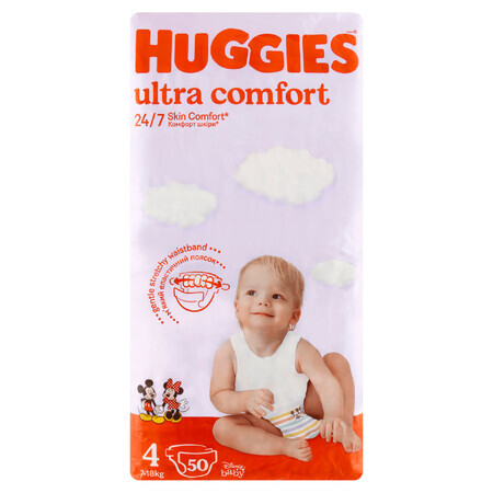 Huggies Ultra Comfort, pañales, Disney, talla 4, 7-18 kg, 50 piezas