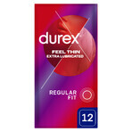 Durex Fetherlite Elite, preservativos con más lubricación, más finos, 12 piezas