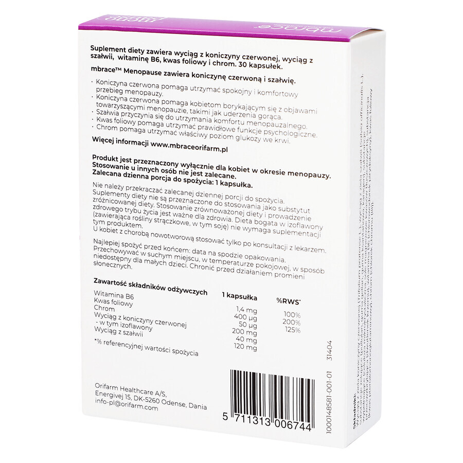 Mbrace Menopauză, 30 capsule