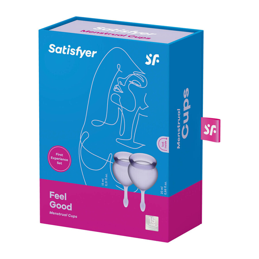 Satisfyer, Feel Good, cupă menstruală, 15 ml + 20 ml, Lila, 2 bucăți