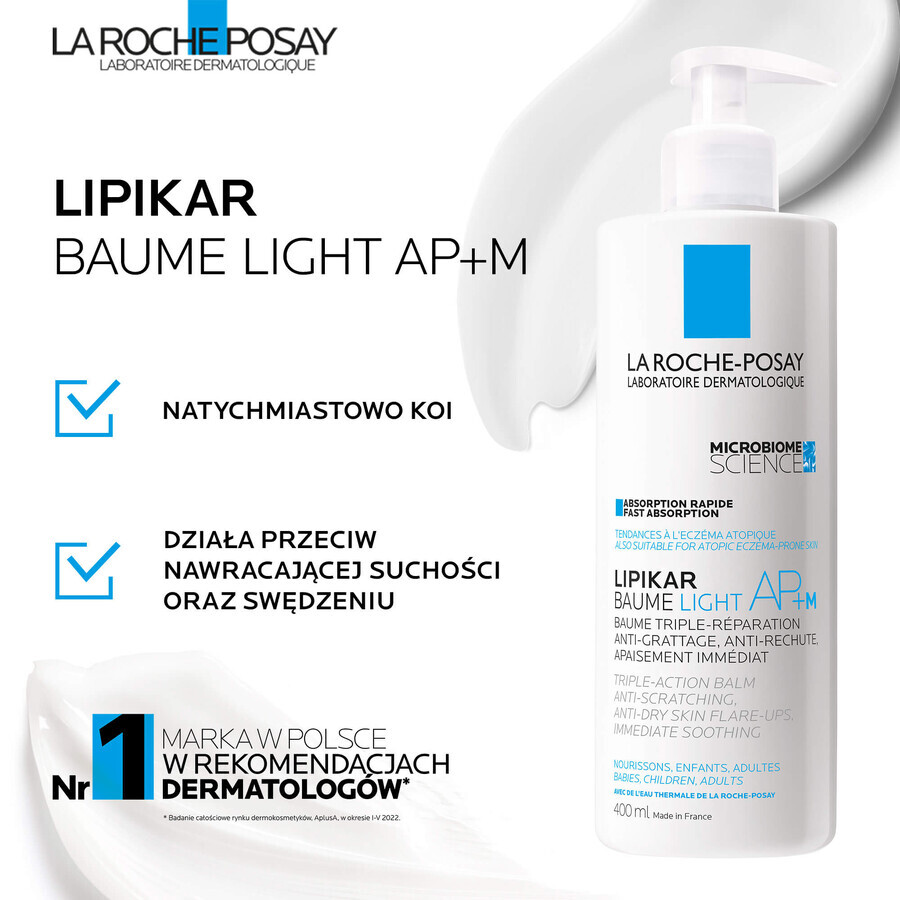 La Roche-Posay Lipikar Baume Light AP+M, light body lotion, sensitive, dry skin, prone to atopy, 400 ml