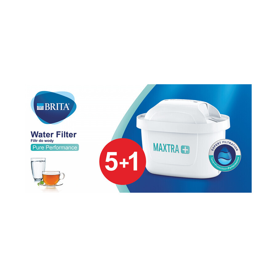 Brita Maxtra+ Pure Performance, filtro de agua, 5 piezas + 1 pieza de regalo