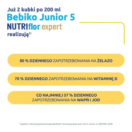 Bebiko Junior 5 Nutriflor Expert, formula nutriente a base di latte, per bambini in età prescolare, 600 g