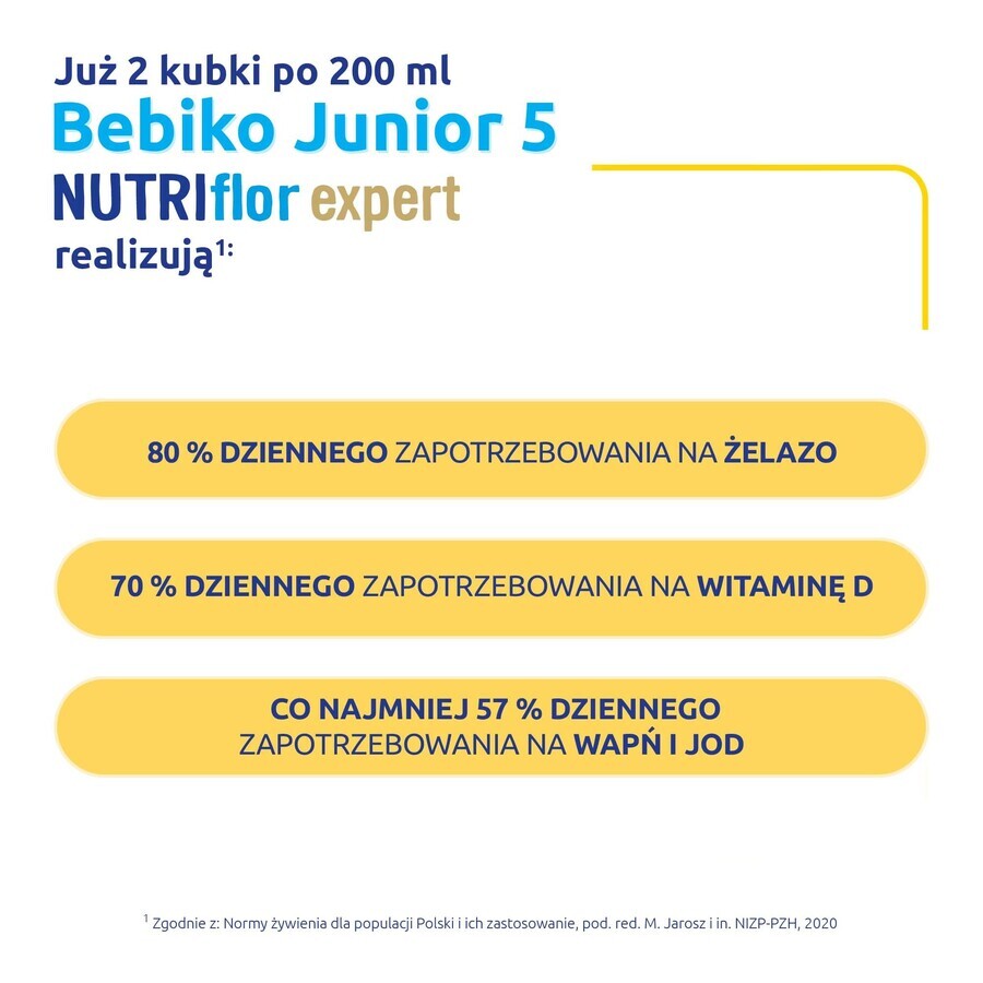 Bebiko Junior 5 Nutriflor Expert, fórmula nutricional a base de leche, para preescolares, 600 g