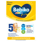 Bebiko Junior 5 Nutriflor Expert, fórmula nutricional a base de leche, para preescolares, 600 g