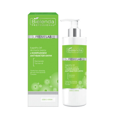 Bielenda Professional SupremeLAB Sebio Derm, gel limpiador facial suave con complejo antibacteriano, 200 g