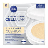 Nivea Cellular Expert Finish 3 en 1 Cuidado Cojín, crema-primer antiarrugas en un cojín, 01 light, SPF 15, 15 g