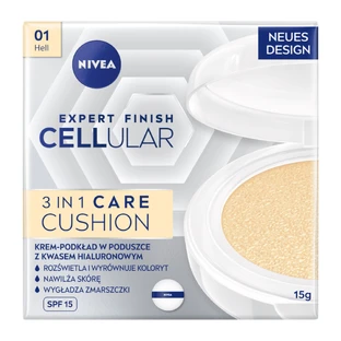 Nivea Cellular Expert Finish 3-in-1 Care Cushion, cremă antirid-primer într-o pernă, 01 light, SPF 15, 15 g