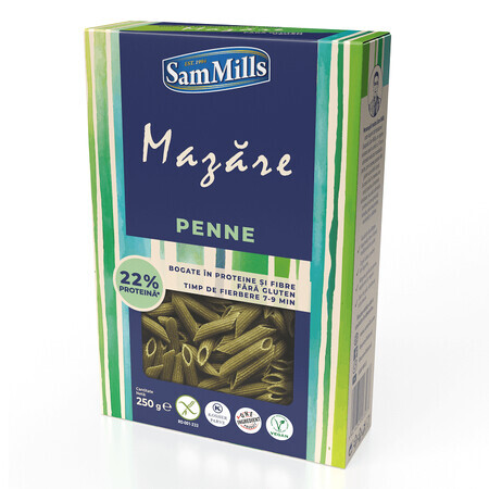 Pasta penne con guisantes sin gluten, 250 g, Sam Mills