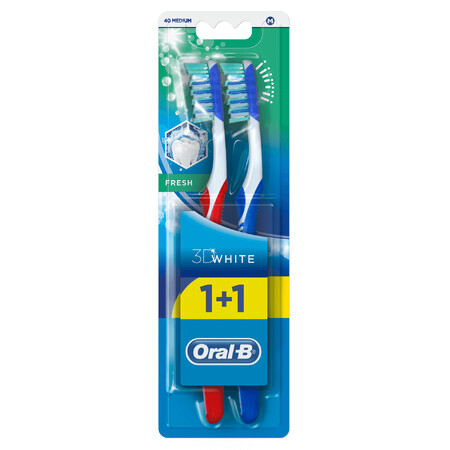 Oral-B, cepillo de dientes, 3D White Fresh, 40 Medium, 2 piezas