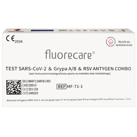 Fluorecare, kit de prueba combinado para antígenos de SARS-CoV-2, Gripe A/B, RSV, Combo 4en1, 1 unidad