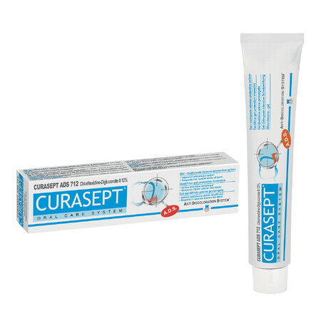 Curasept ADS 712, pasta de dientes en gel con clorhexidina 0,12%, 75 ml