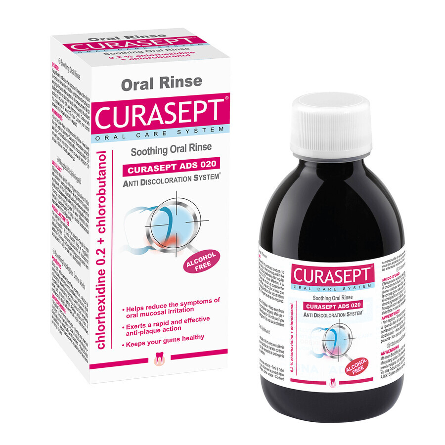 Curasept ADS 220, enjuague bucal con clorhexidina 0,20% y clorobutanol, 200 ml