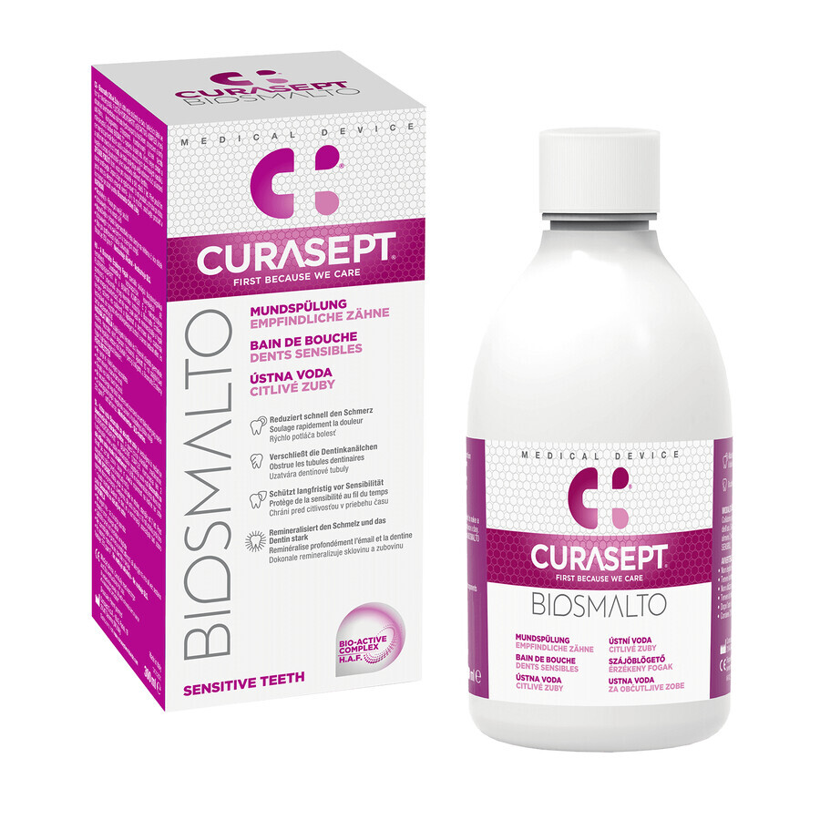 Curasept Biosmalto, enjuague bucal, sin alcohol, Sensibles, 300 ml