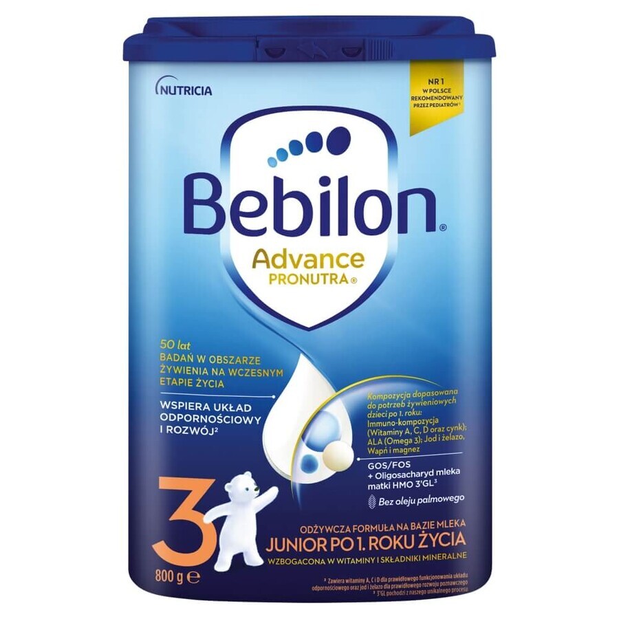 Bebilon Advance Pronutra 3 Junior, fórmula nutricional a base de leche, a partir de 1 año, 800 g