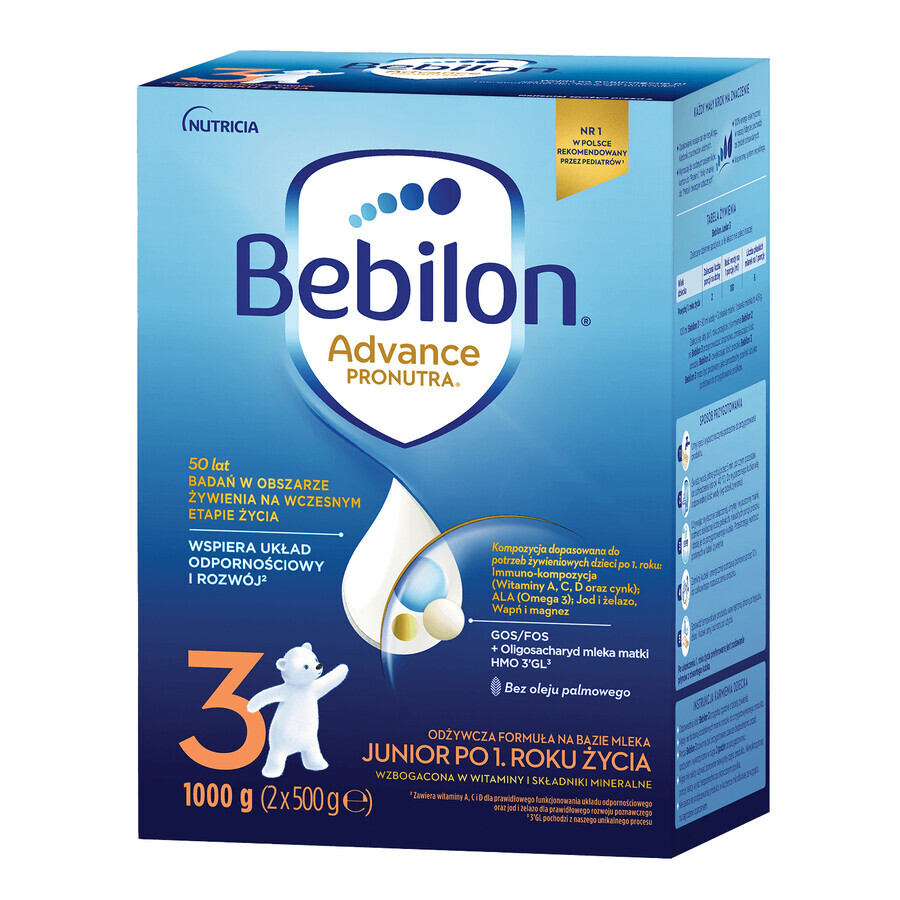 Bebilon Advance Pronutra 3 Junior, nährstoffreiche Milchnahrung, ab 1 Jahr, 1000 g