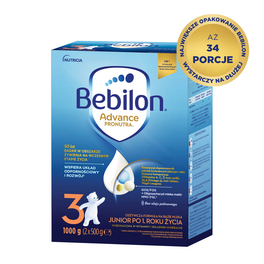 Bebilon Advance Pronutra 3 Junior, nährstoffreiche Milchnahrung, ab 1 Jahr, 1000 g