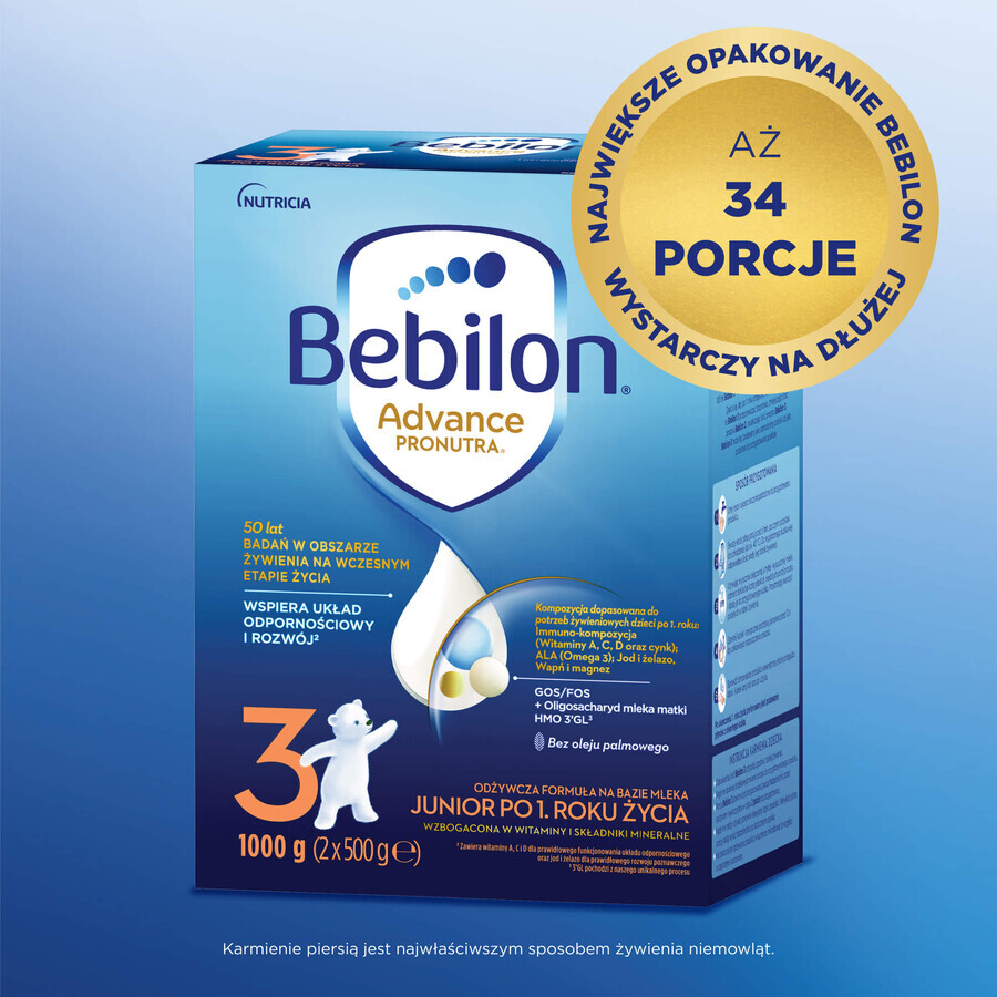 Bebilon Advance Pronutra 3 Junior, nährstoffreiche Milchnahrung, ab 1 Jahr, 1000 g