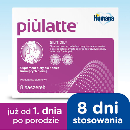 Humana Piulatte, para mujeres en periodo de lactancia, 5 g x 8 sobres