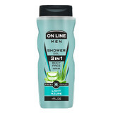 On Line Men, gel de ducha 3 en 1 para hombre, Light Azure, 410 ml