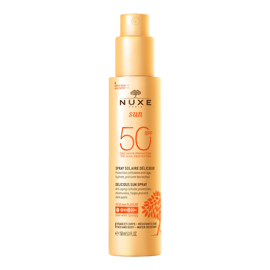 Nuxe Sun, bruiningslotion voor gezicht en lichaam, spray, SPF 50, 150 ml + aftersun douchegel, 100 ml gratis